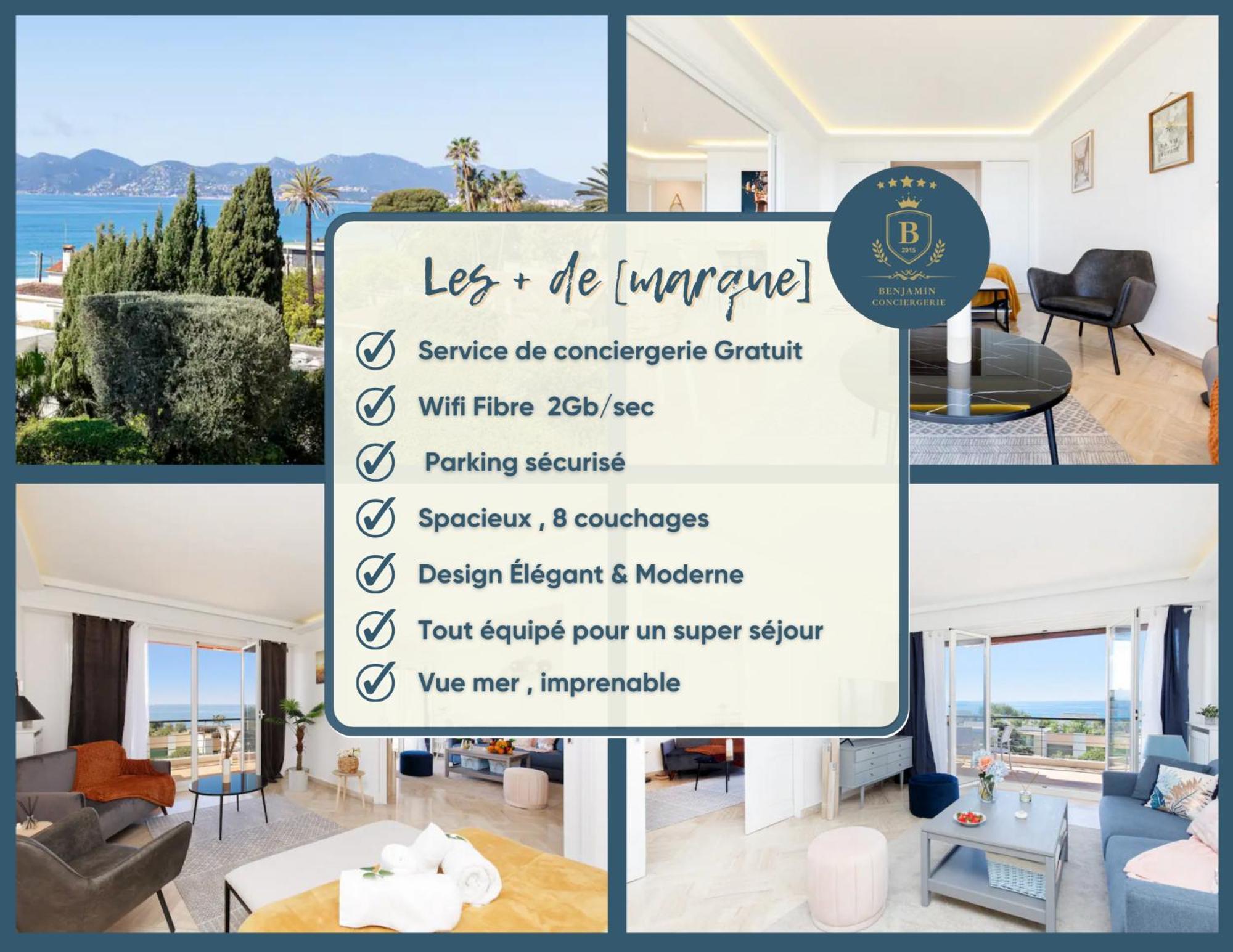 Suite Riviera - Sea View - Clim - 50M Plage - Residence De Standing - Spacieux 180 M2 - Parking Cannes Exterior foto